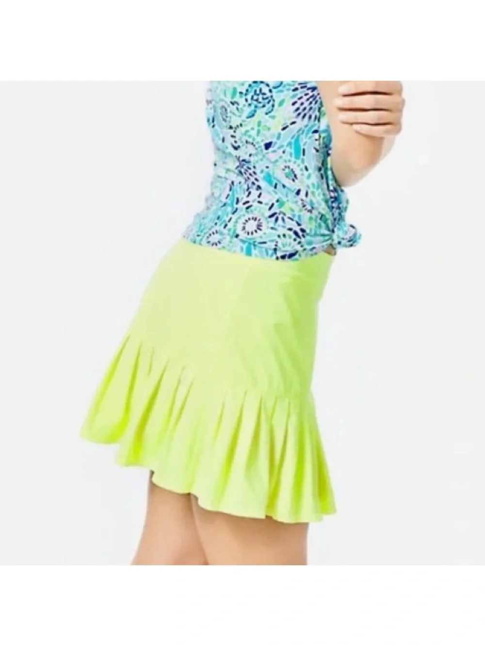 Lilly Pulitzer Neon Lime Ruffle Hem Mini Skirt